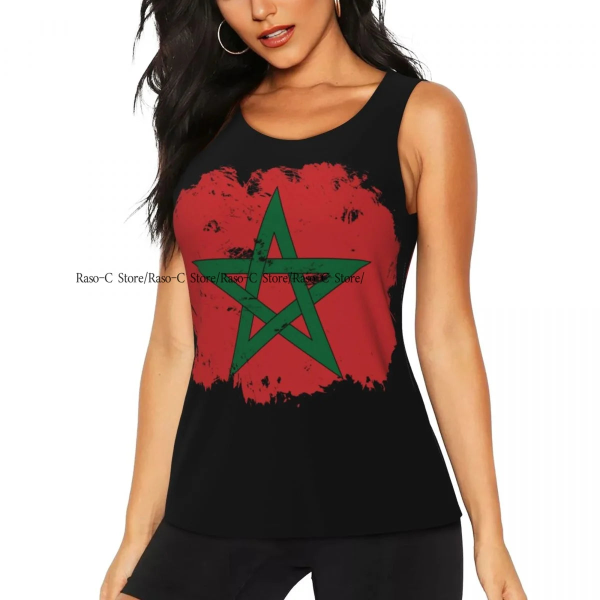 Women Casual Sport Yoga Vest Morocco Flag With Traditional Moorish Quick Dry Running T-shirt Workout Gym Sleeveles Tank Top