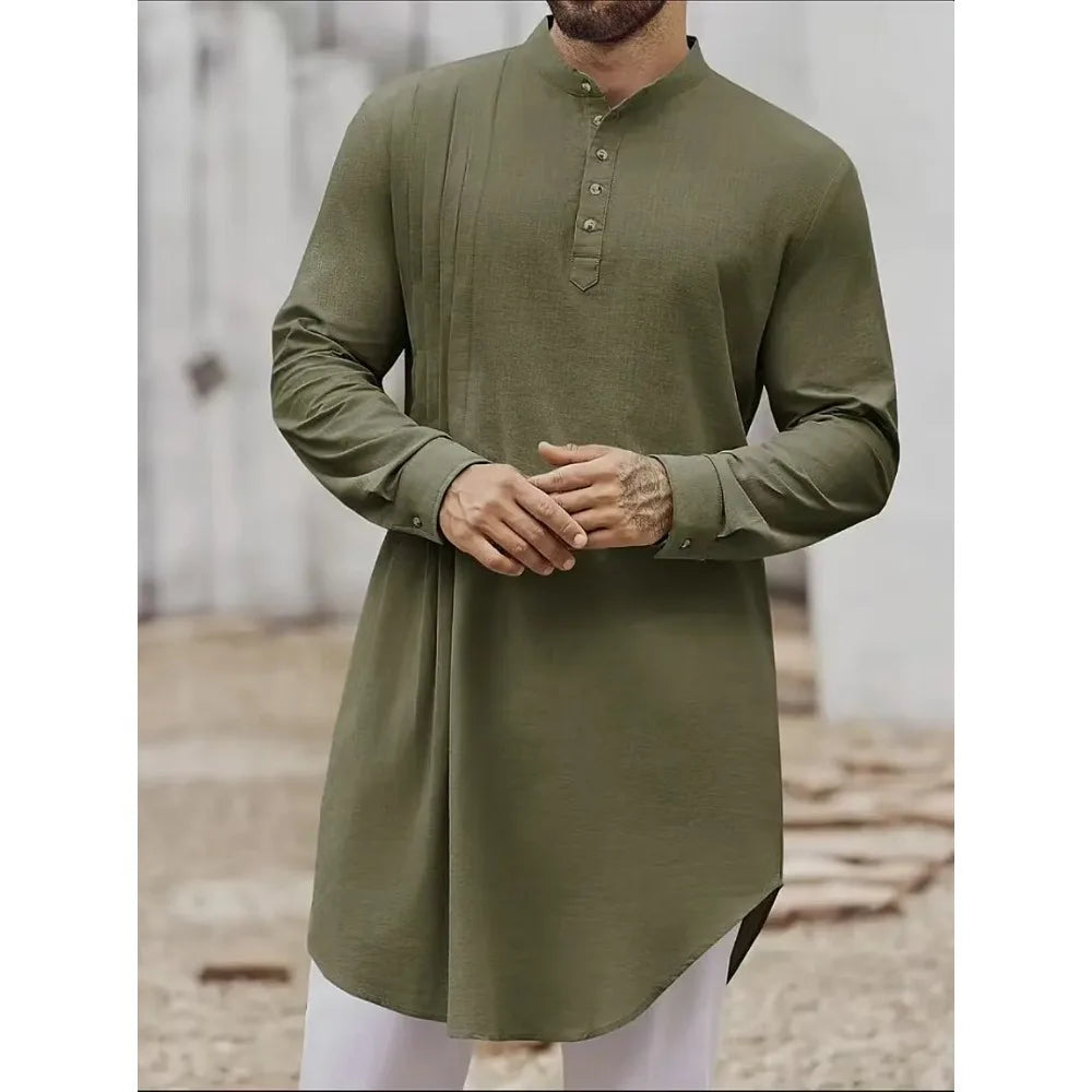 Muslim Middle Eastern Arab, Men's Button-Down Shirt, Muslim Robe for Dress Up and Cosplay