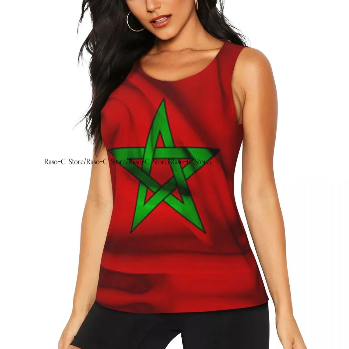 Women Casual Sport Yoga Vest Morocco Flag With Traditional Moorish Quick Dry Running T-shirt Workout Gym Sleeveles Tank Top