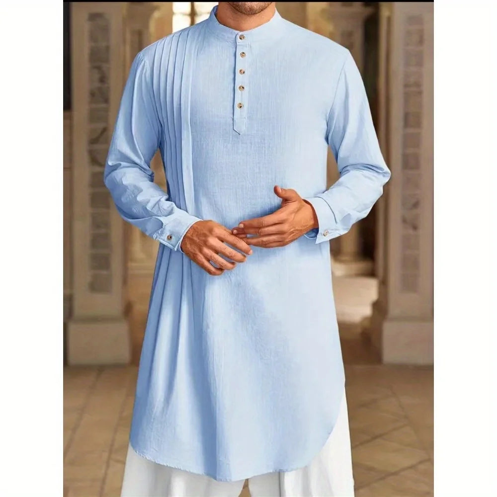 Muslim Middle Eastern Arab, Men's Button-Down Shirt, Muslim Robe for Dress Up and Cosplay