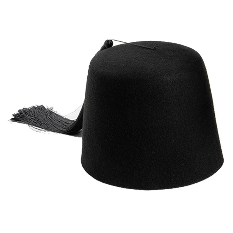 Turkish Shriner Fez Hat Felt, Arabian Moroccan Costume Tassels Turkey Tradition Ethnic Ottoman Felt Caps