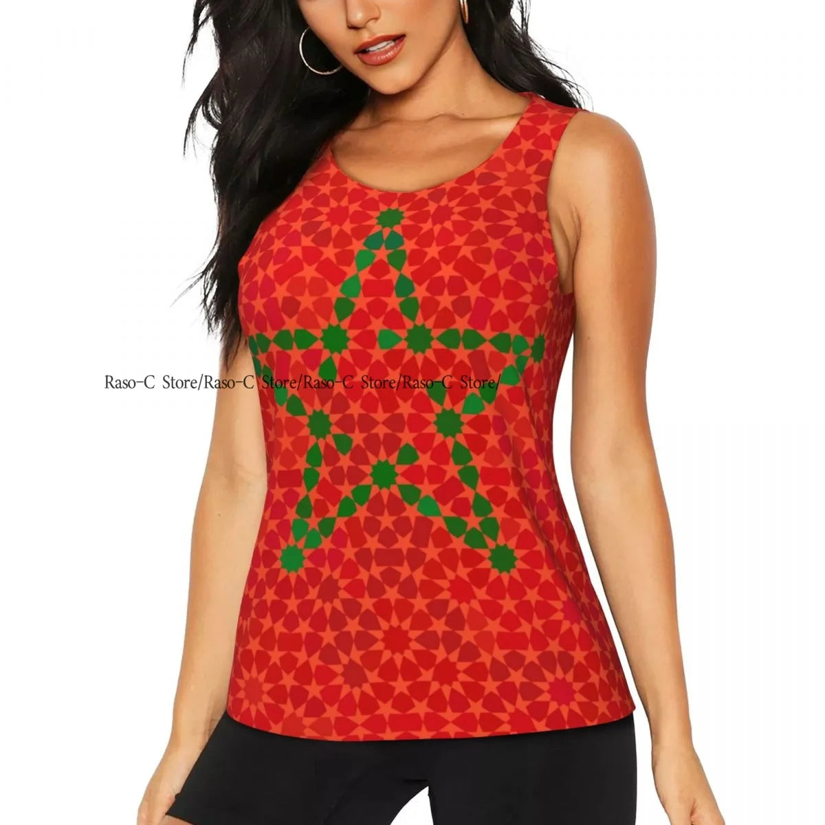 Women Casual Sport Yoga Vest Morocco Flag With Traditional Moorish Quick Dry Running T-shirt Workout Gym Sleeveles Tank Top
