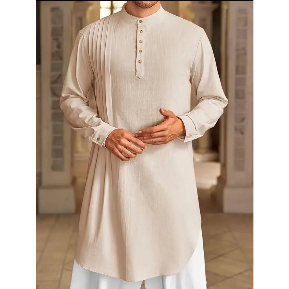 Muslim Middle Eastern Arab, Men's Button-Down Shirt, Muslim Robe for Dress Up and Cosplay
