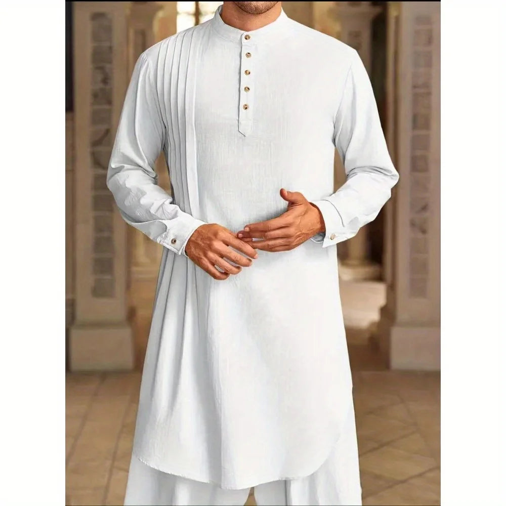 Muslim Middle Eastern Arab, Men's Button-Down Shirt, Muslim Robe for Dress Up and Cosplay