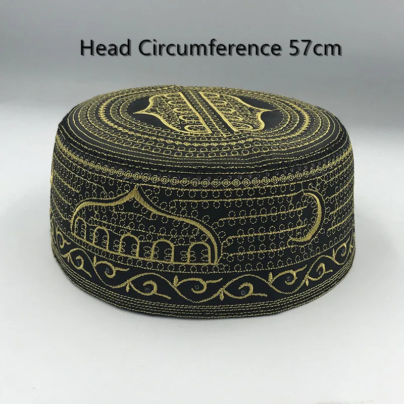 Cotton Embroidery Caps New Muslim Men Prayer Hats Arab Man Saudi Arabia Islamic Hat Turban Hijab Jewish Cap Islam Headscarf