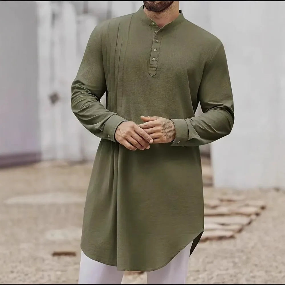 Muslim Middle Eastern Arab, Men's Button-Down Shirt, Muslim Robe for Dress Up and Cosplay