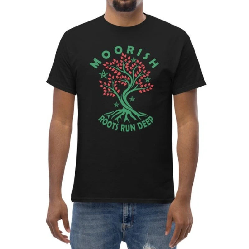 Moorish Roots Run Deep Moors Black History Moorish American Men's Classic Graphic T Shirts Tee Summer Cotton Tee Tops 2025 Shirt