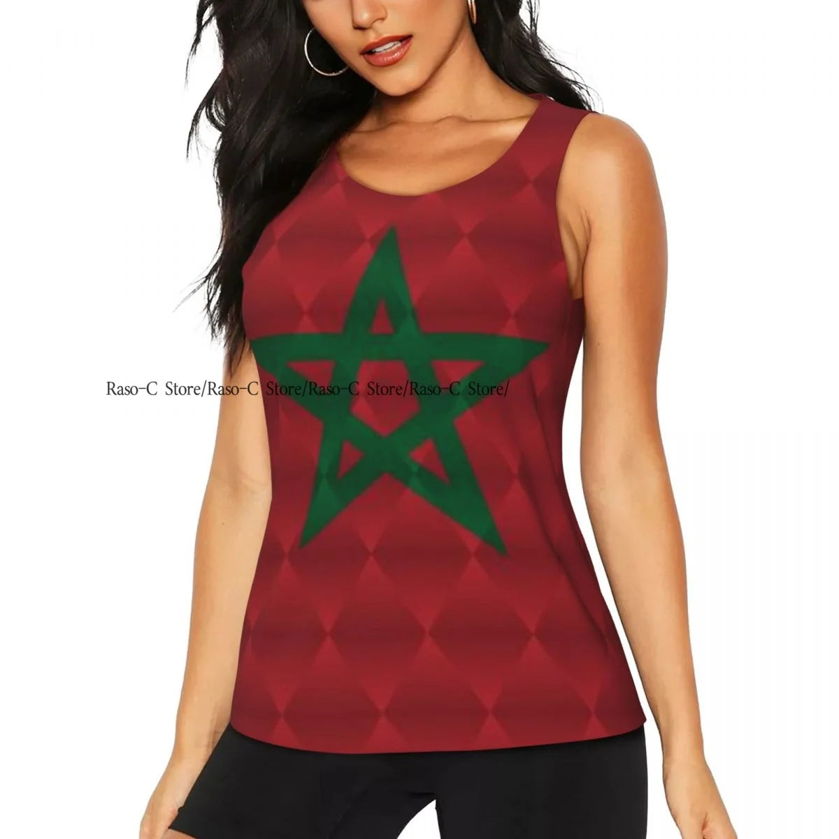 Women Casual Sport Yoga Vest Morocco Flag With Traditional Moorish Quick Dry Running T-shirt Workout Gym Sleeveles Tank Top