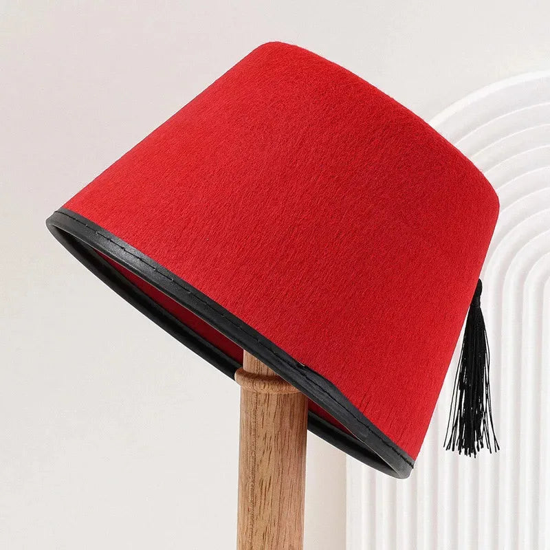 Fez Hat Moroccan Themed Hat Unique Turkish and Moroccan Headpiece Tarboosh Fez Hat for Men Women Universal Wool Turkish Hat