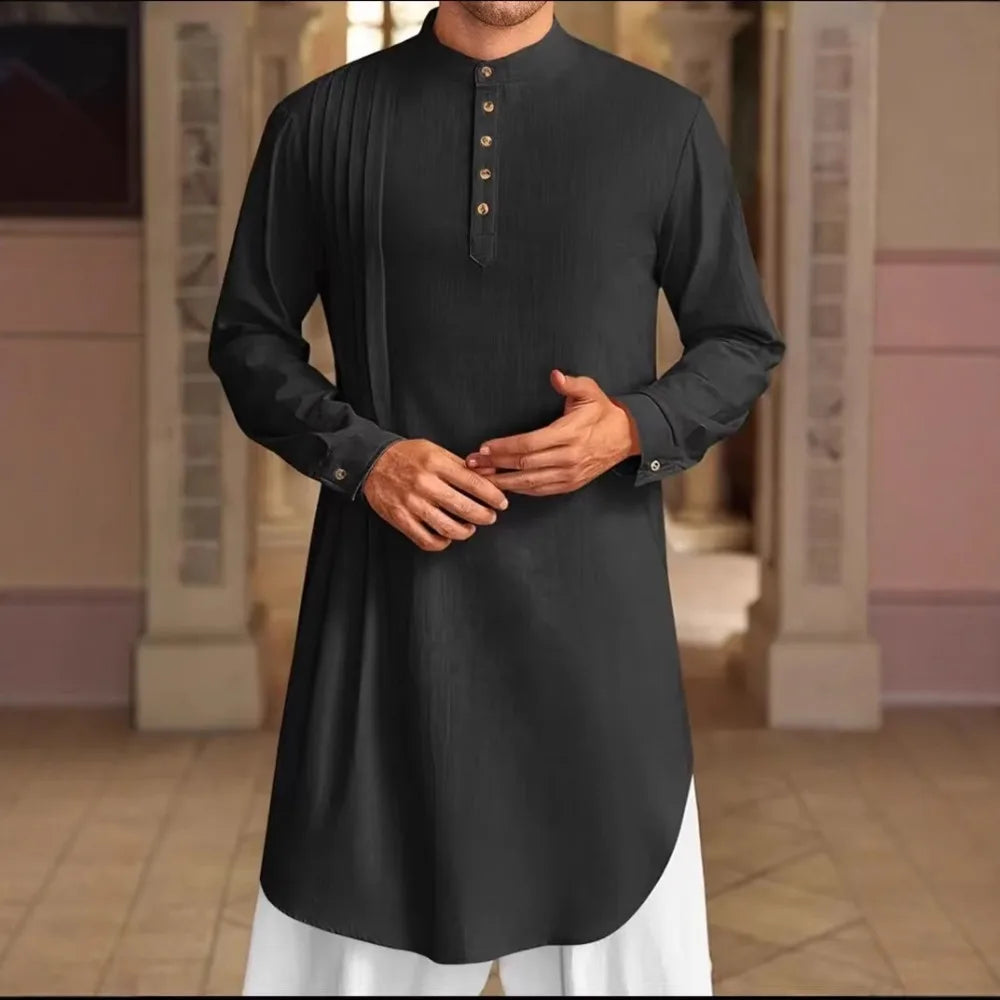 Muslim Middle Eastern Arab, Men's Button-Down Shirt, Muslim Robe for Dress Up and Cosplay
