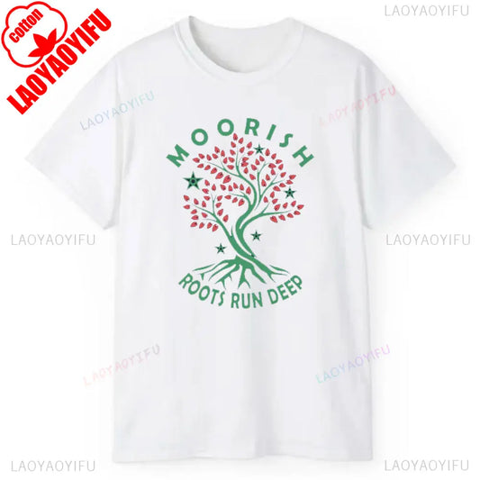 Moorish Roots Run Deep Moors Black History Moorish American Men's Classic Graphic T Shirts Tee Summer Cotton Tee Tops 2025 Shirt