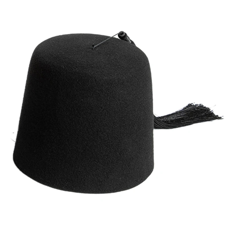 Turkish Shriner Fez Hat Felt, Arabian Moroccan Costume Tassels Turkey Tradition Ethnic Ottoman Felt Caps